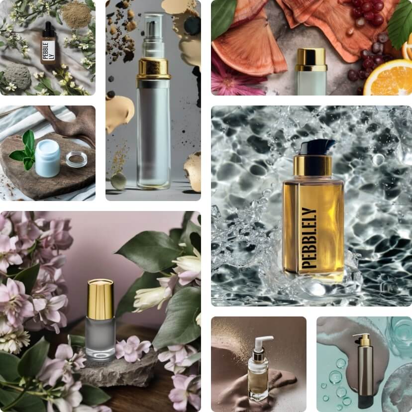 A collage of various products on different backgrounds