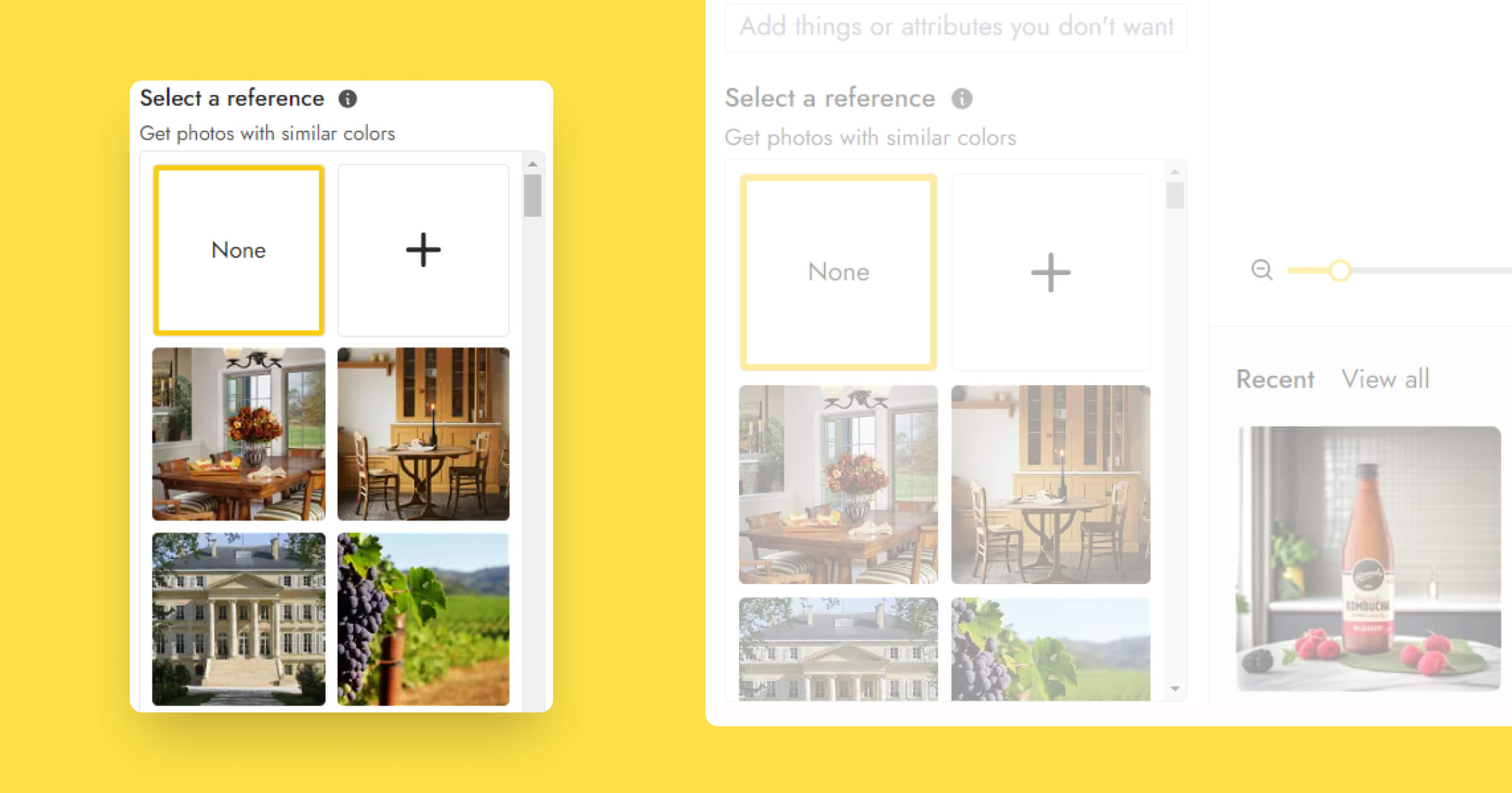 The "Select a Reference" section in Pebblely