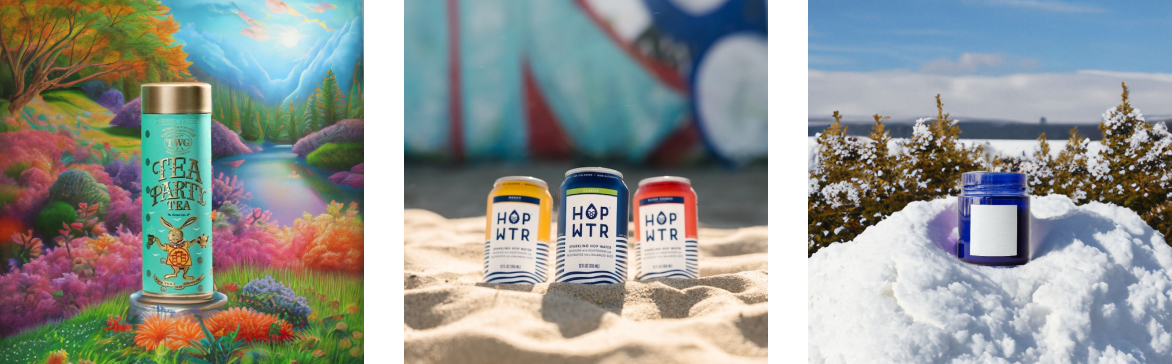 Product images with different settings for different stories