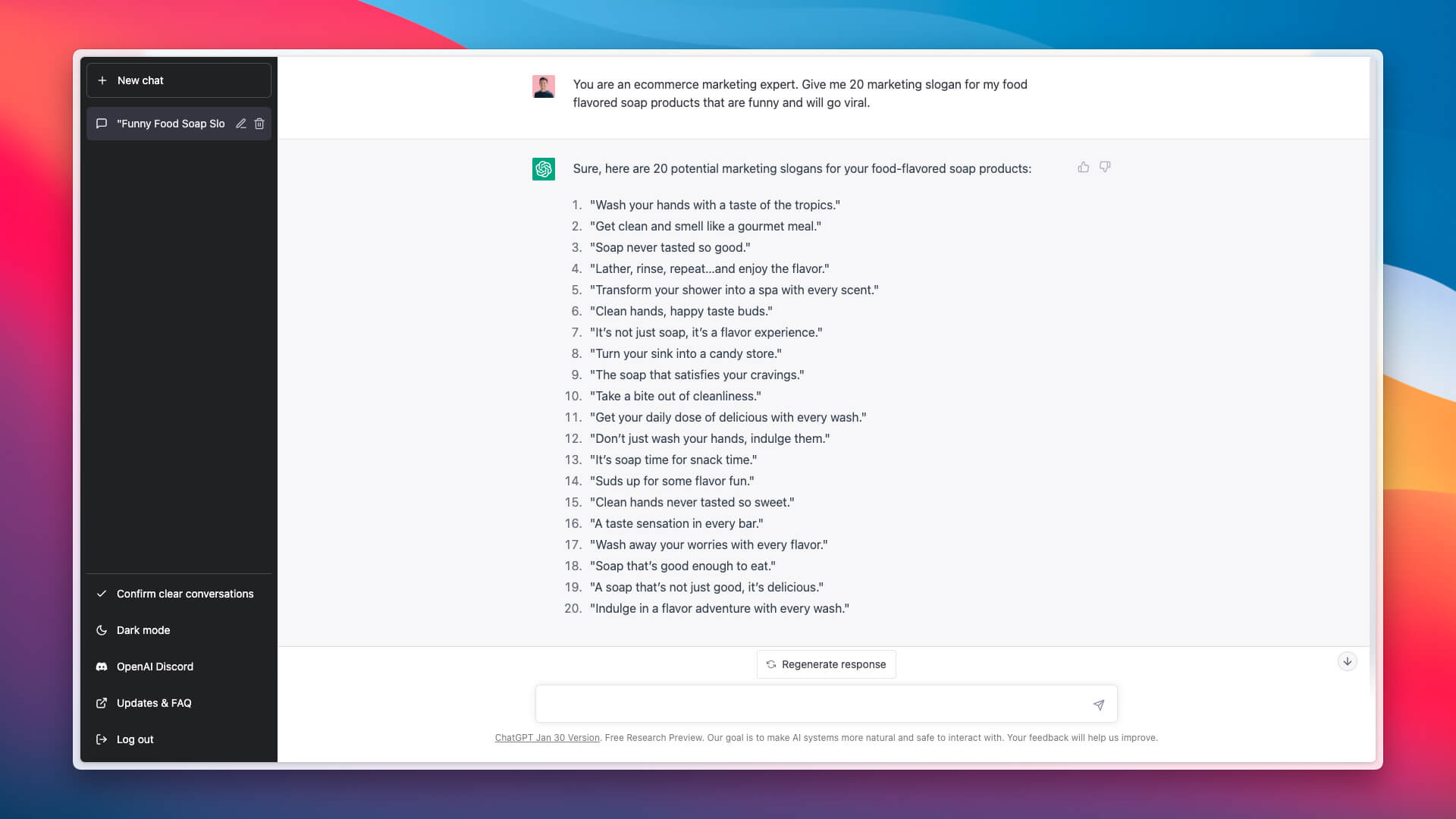 ChatGPT screenshot