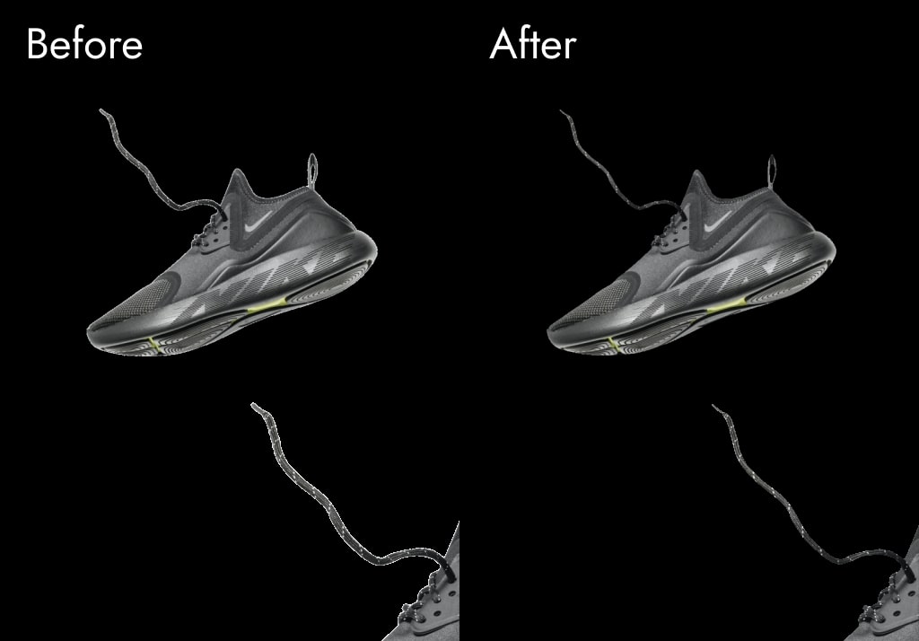 Before and after comparison for the upgraded background removal