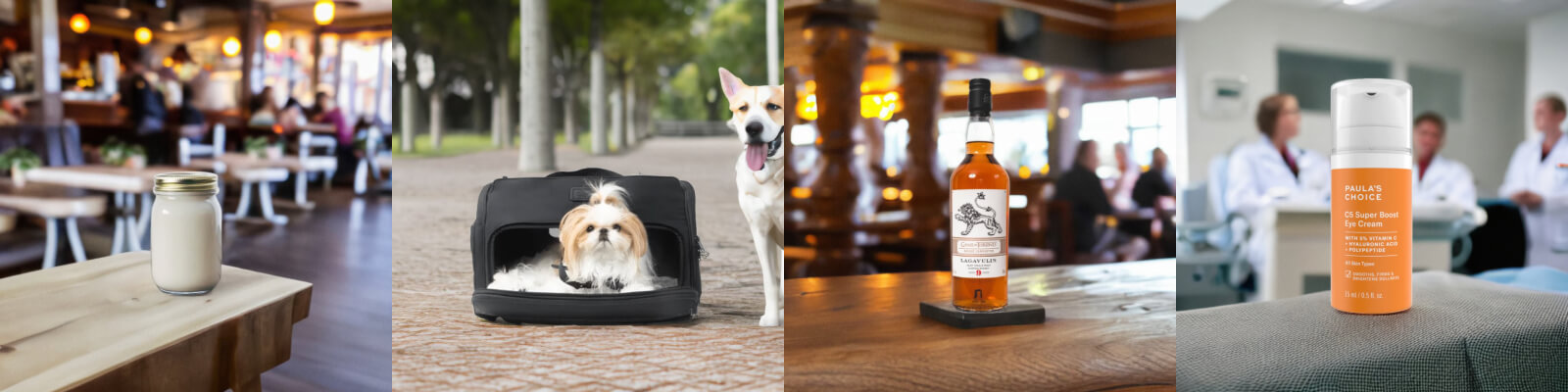 Product images with humans or animals in the background