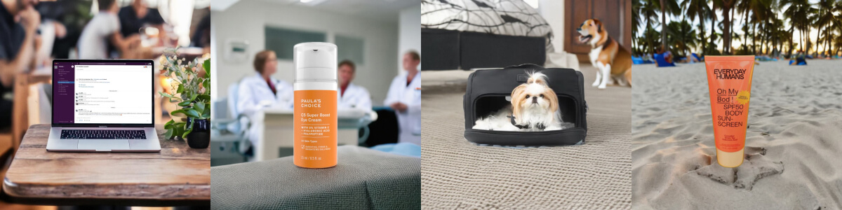 Product images with humans in the background