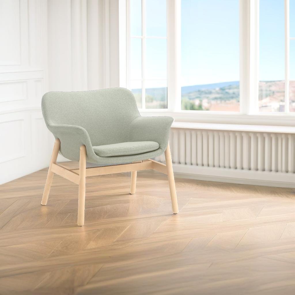 A product in a living room, beside the window, blue sky outside